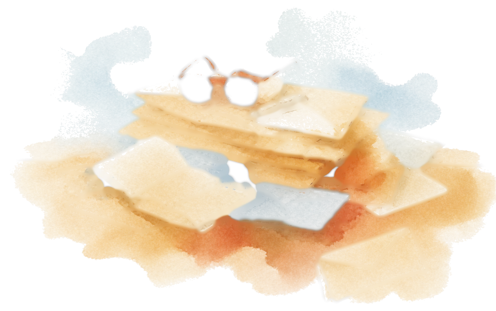 An untidy pile of mail on a kitchen table, envelopes slipping off the stack